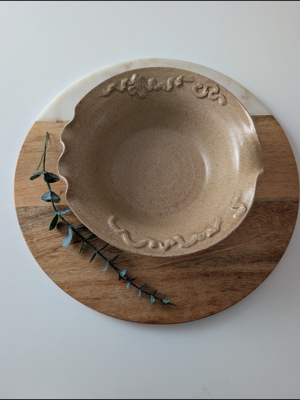 Handcrafted Ceramic Serving Bowls in Beige - Set of 2 - Picture 4 of 12
